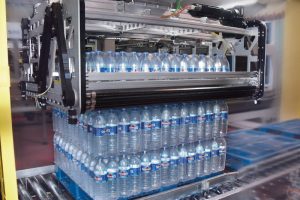 Bottle wrapping palletiser