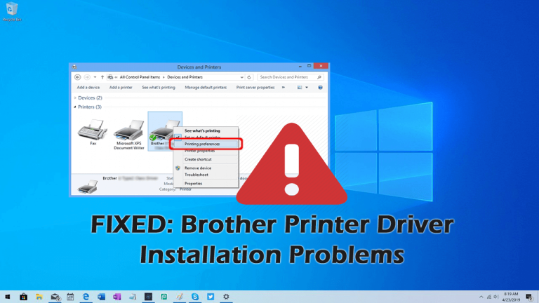 brother printer driver unavailable